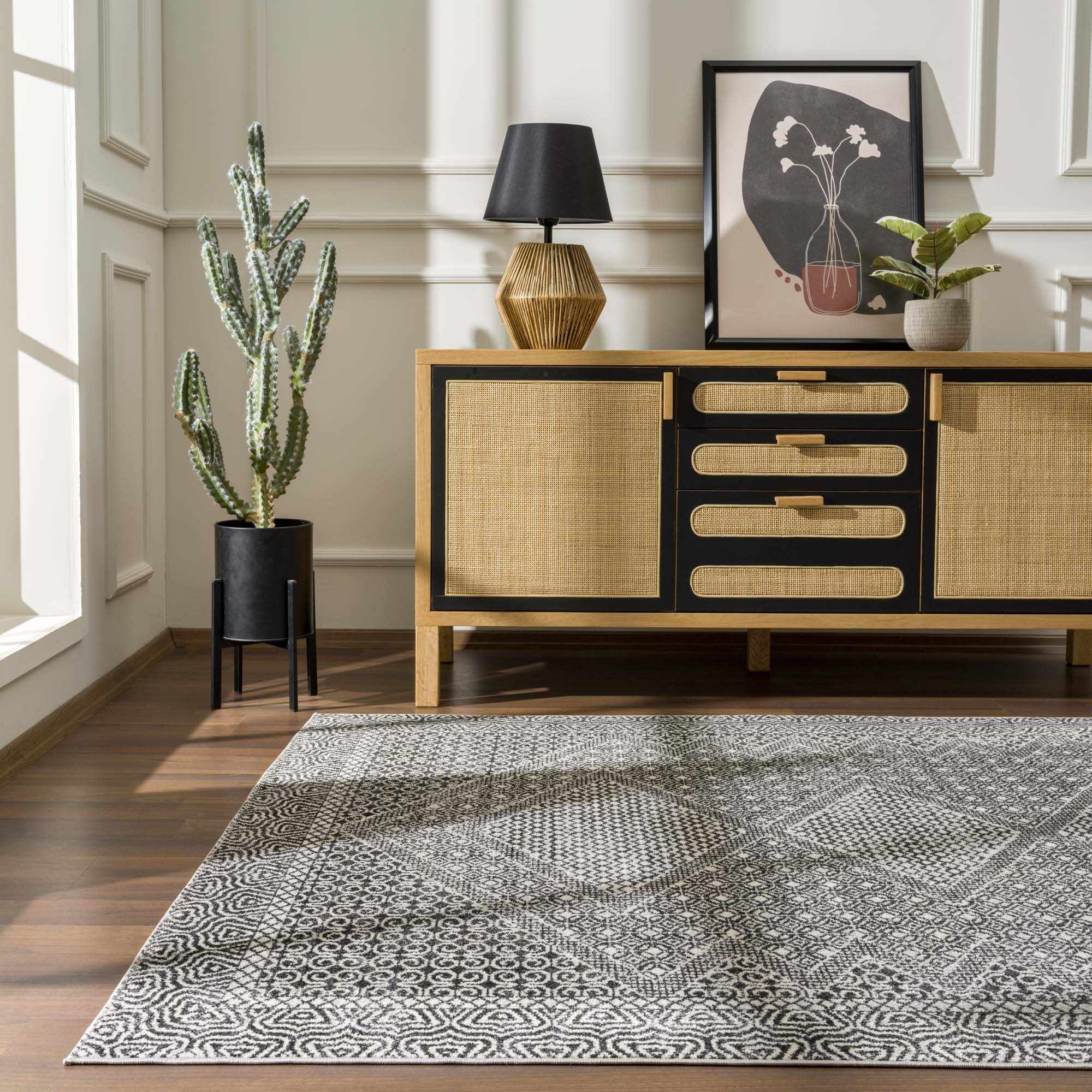Coledale Black & White Washable Rug - Clearance - Image 3