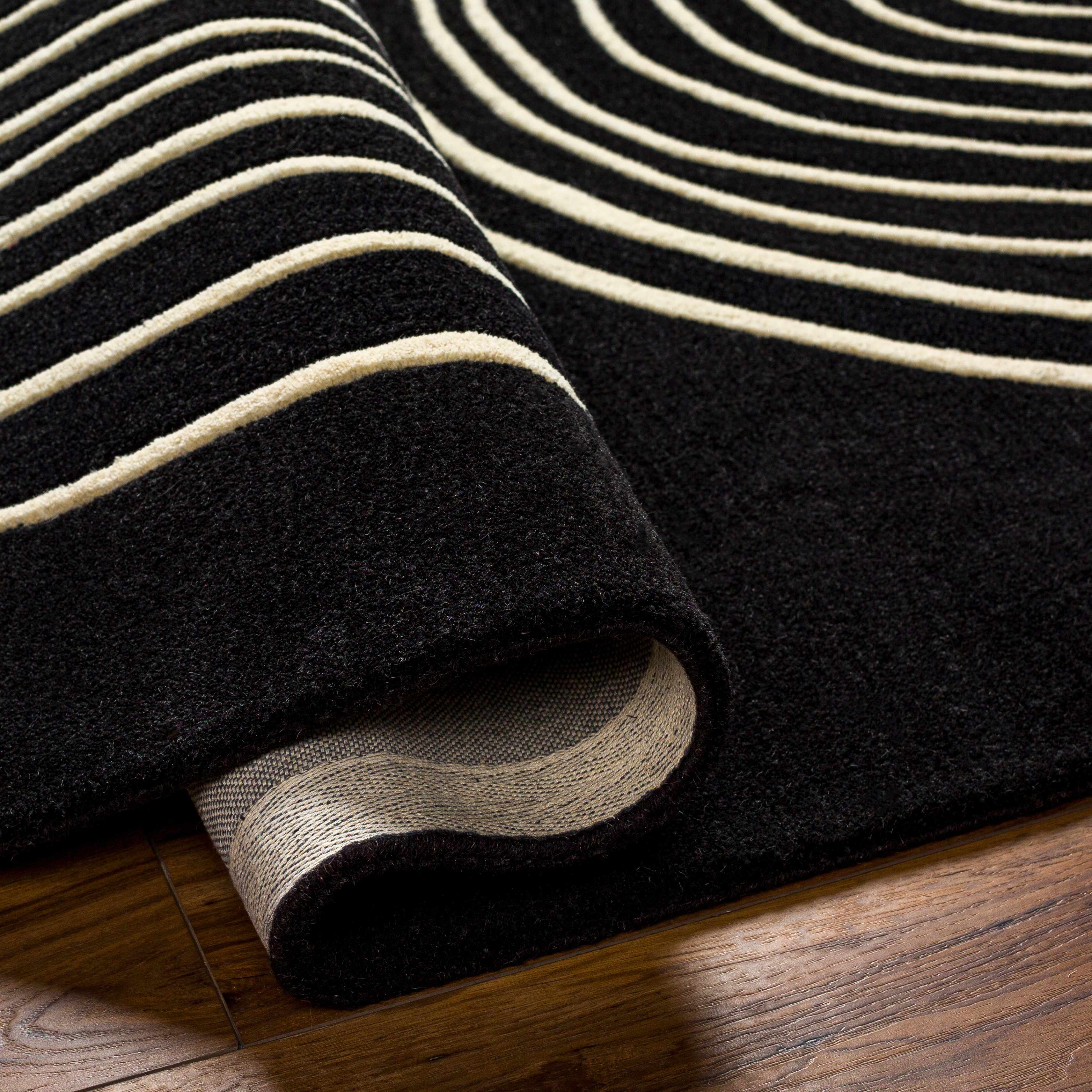 Fuat Black Wool Rug - Image 5