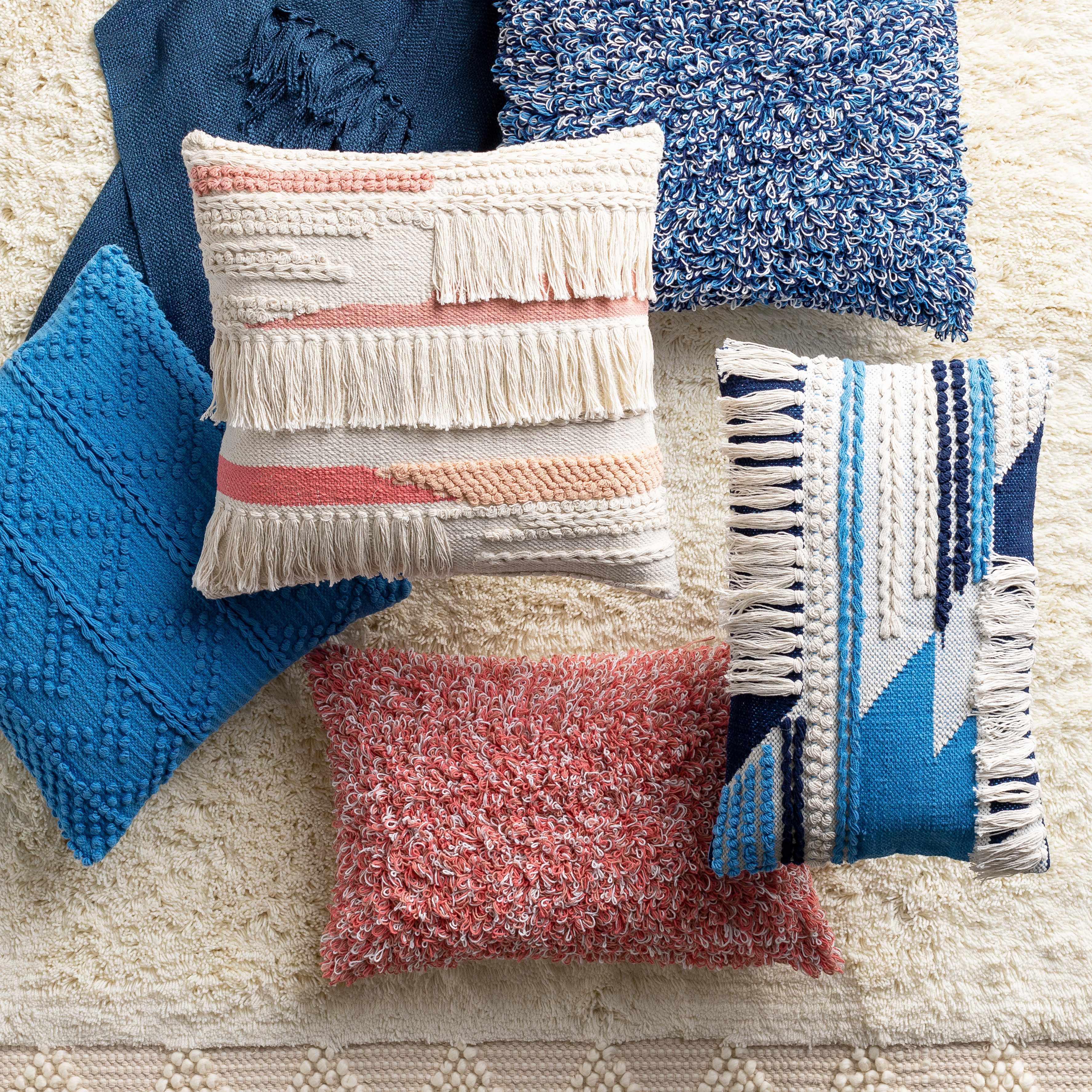 Lacaron Blue Chevron Fringe Lumbar Pillow - Clearance - Image 3